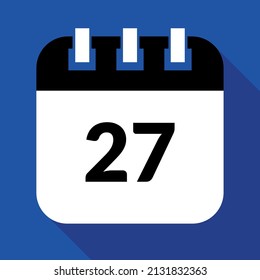 Ilustración vectorial del calendario del día 27 específico, icono vectorial programado para sitios web, pegatinas e impresión.