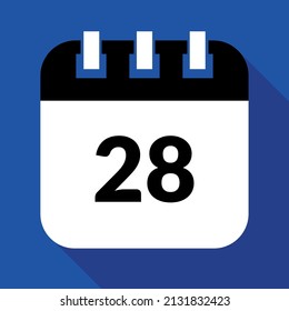 Vector illustration of specific day calendar marking day 28, schedule vector icon for websites, stickers and print.