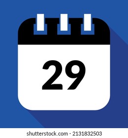 Vector illustration of specific day calendar marking day 29, schedule vector icon for websites, stickers and print.