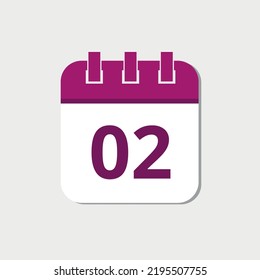 Vector illustration of specific day calendar flat icon marking day 02.