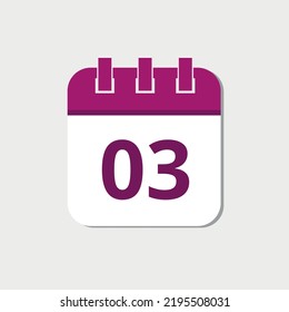 Vector illustration of specific day calendar flat icon marking day 03.