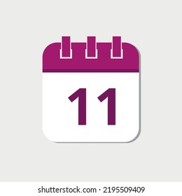 Vector illustration of specific day calendar flat icon marking day 11.