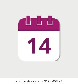 Vector illustration of specific day calendar flat icon marking day 14.