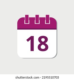 Vector illustration of specific day calendar flat icon marking day 18.