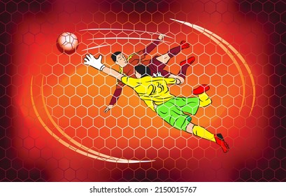 Vector illustration of spectacular goals and goalkeeper saves seen from behind the goal. backgrounds, posters, pamphlets, banners, etc.