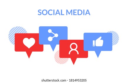 Vector illustration of a speech balloon icon on social media. Suitable for the design elements of posting experience on internet social media, communities, discussing, and sharing likes and comment