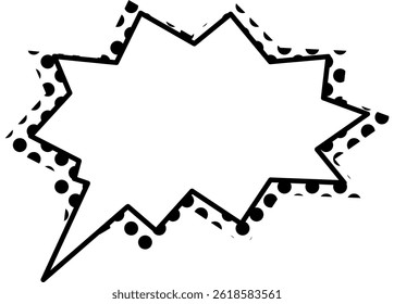 Vector illustration of speech bubble in black and white style with half tone shade. Perfect for comic book designs, pop art themes, and retro-style illustrations.