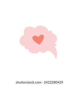 Vector Illustration of Speech bubble cloud with heart. Isolated element on a white background