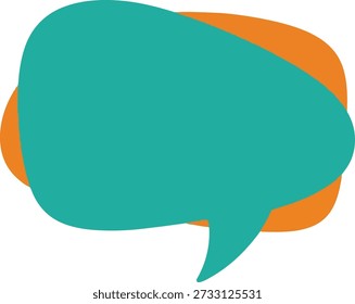 Vector illustration of a speech bubble composed of teal over an orange background