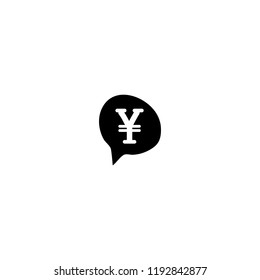 Vector illustration, speech bubble with the handwritten currency signs: yen.