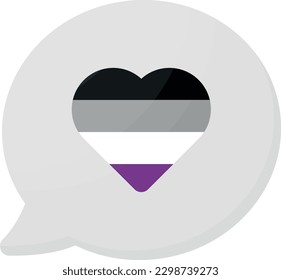 Vektorgrafik einer Sprachblase mit einem Herzsymbol für Asexualität. Stolz und asexuelle Identifikation. Vertretung asexueller Menschen. Vielfalt der Sexualität. Die Flagge der Asexualität.