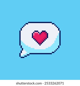 Vector Illustration of Speech Bubble Heart with Pixel Art Design, perfect for game assets themed designs