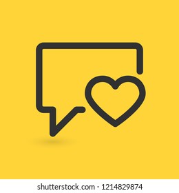Vector illustration of speech bubble icon with heart. vector illustration.
