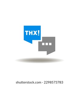 Vector illustration of speech bubble and thx abbreviation. Icon of thank you. Symbol of thanks, greeting.