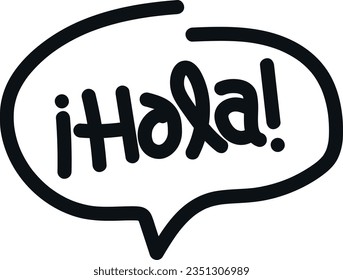 Vector illustration of speech bubble with the word Hello, in Spanish. Hola.