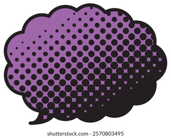 Vector illustration of Speech bubbles 18 [black halftone (purple)]