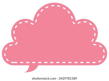 Vector illustration of Speech bubbles 22 [dashed line and pink  silhouette]