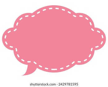 Vector illustration of Speech bubbles 34 [dashed line and pink  silhouette]