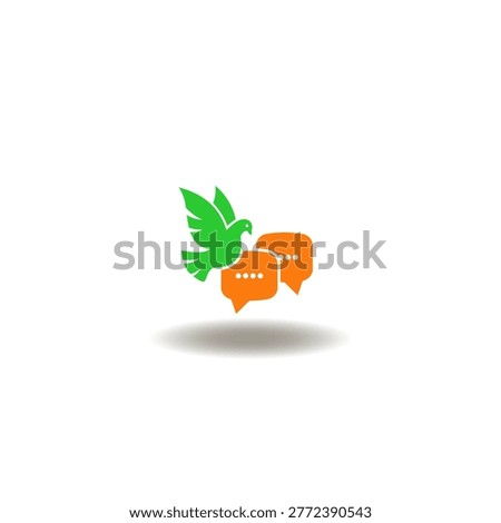 Vector illustration of speech bubbles and dove. Symbol of peace negotiations.