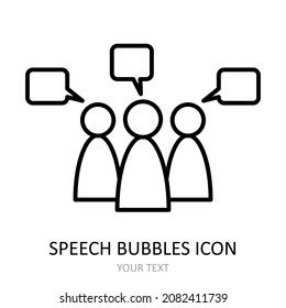 Ilustración vectorial con icono de burbujas de voz. Dibujo de esquema.