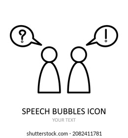Vector illustration with speech bubbles icon. Outline drawing.