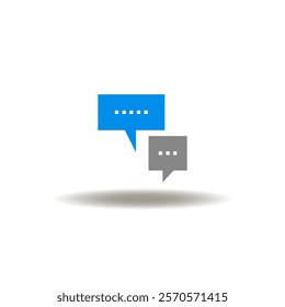 Vector illustration of speech bubbles. Icon of talk communication. Pictogram of voice chat. Symbol of refer a friend.