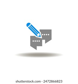 Vector illustration of speech bubbles with pencil. Icon of request.