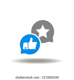 Vector Illustration Of Speech Bubbles With Star And Thumb Up Sign. Icon Of Like Vip Top Best Service. Symbol Of Customer Experience.