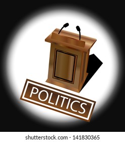Vector illustration of speech stand that is association to politics