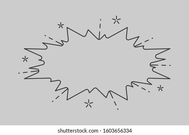 vector illustration of speech sticker ballon with explosion and stars in black and white