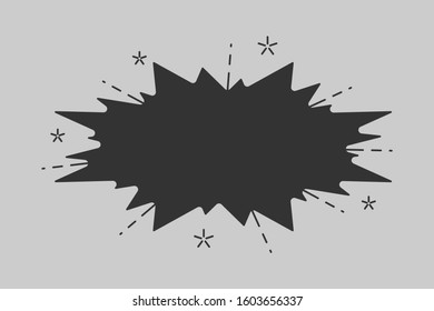 vector illustration of speech sticker ballon with explosion and stars in black and white