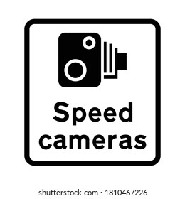 Vector illustration of speed camera symbol. Traffic enforcement camera road sign. Traffic laws photo enforced sign. Caution road safety rule camera. Warning for drivers. svg