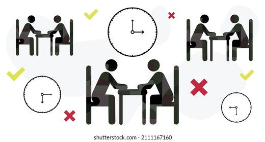 vector illustration of speed dating couples meeting with timer and matchmaking process  