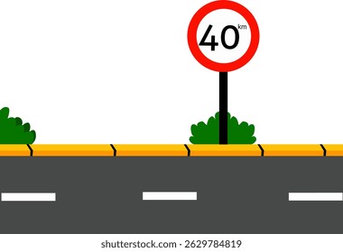 Ilustração vetorial do limite de velocidade 40 km Sinal na estrada urbana