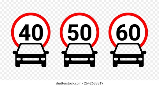 Vector illustration of Speed Limit sign set isolated on transparent background - Powered by Shutterstock - Get 15% off with code: PIKWIZARD15