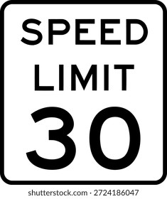 Una Ilustración vectorial de una señal de límite de velocidad que indica una velocidad máxima de 30.