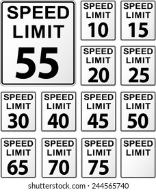 vector illustration of speed limit signs set