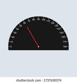 Ilustración vectorial del velocímetro con flecha a la velocidad 60.