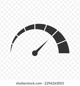 Vector illustration of speedometer icon in dark color and transparent background(png).