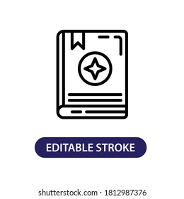 Vector illustration of spellbook icon or logo. Use black color and line design style. Editable stroke, pixel perfect