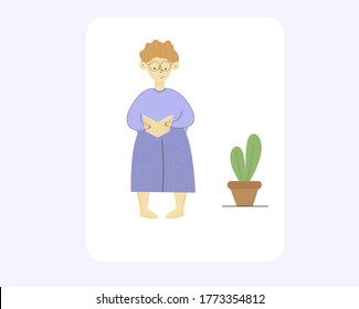 Vector illustration. Spend your day reading an interesting book.