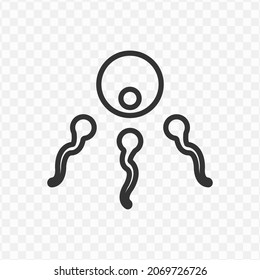 Vector illustration of sperm and egg icon in dark color and transparent background(png).