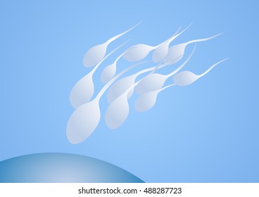 Vector illustration sperm that runs towards the egg