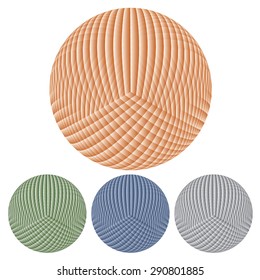 Vector illustration of spheres with grid. Isolated.