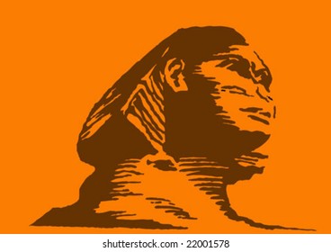 vector illustration of the sphinx on orange background