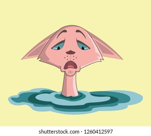 
Vector illustration sphynx cat emoji isolated on a soft yellow background.