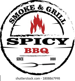 vector illustration of spicy barbecue logo design template emblem