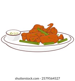 Vector Illustration of Spicy Buffalo Wings: Perfect for Food Lovers