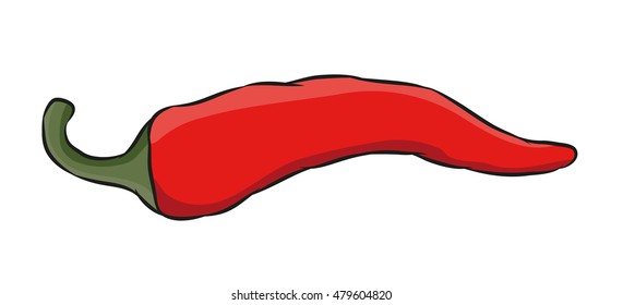 Vector illustration of a spicy red chili pepper in comic / cartoon style