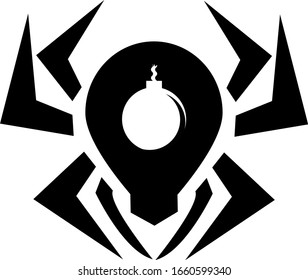 Vektorillustration-Illustration von Spinne und Bombe. 